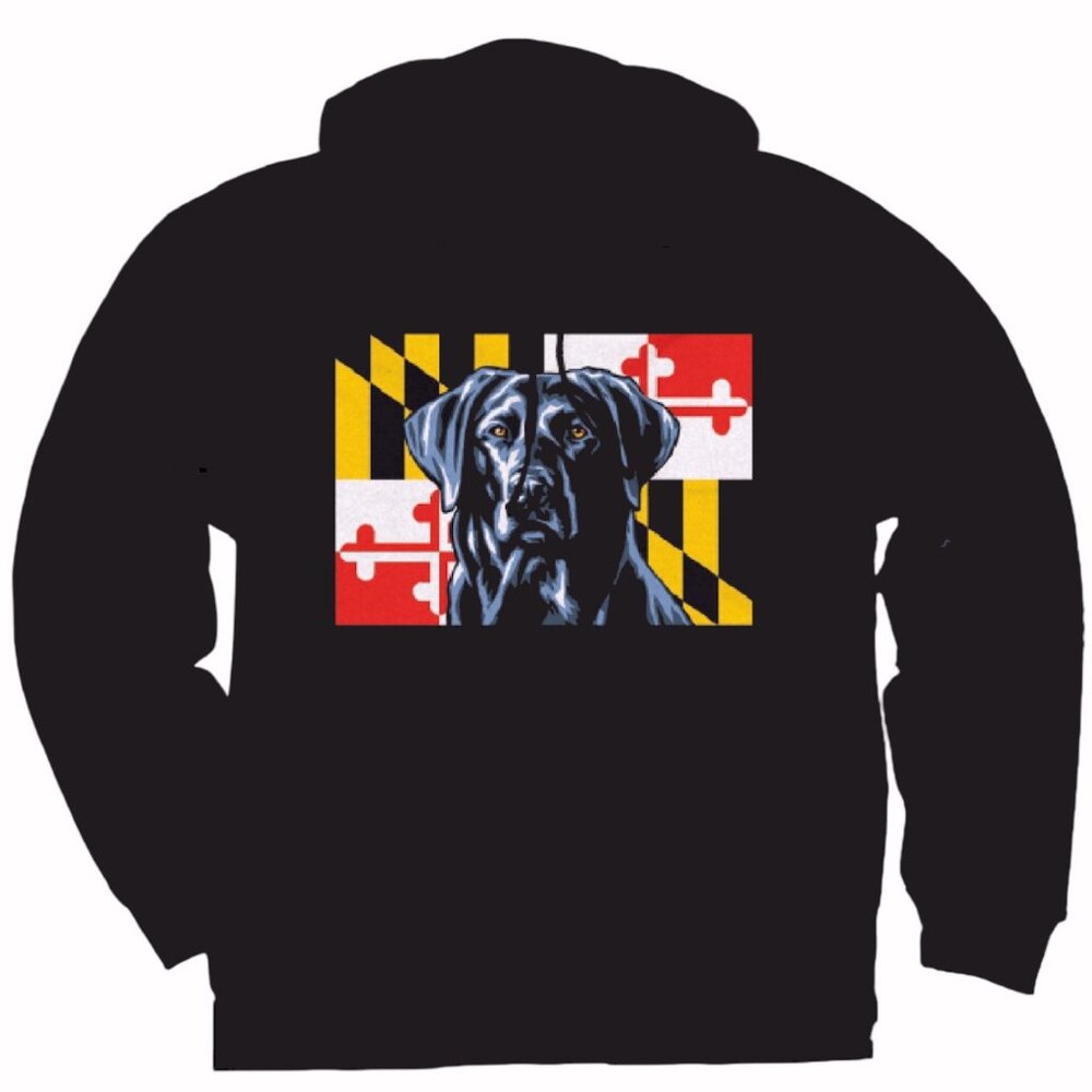 Maryland Dog and Flag Pullover Hoodie - NEW Fast Ship